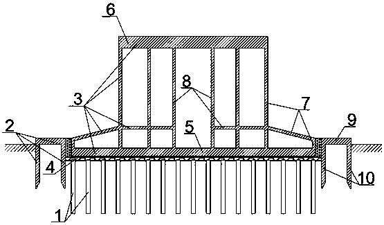 Bridge composite foundation suitable for deep water and strong earthquake conditions