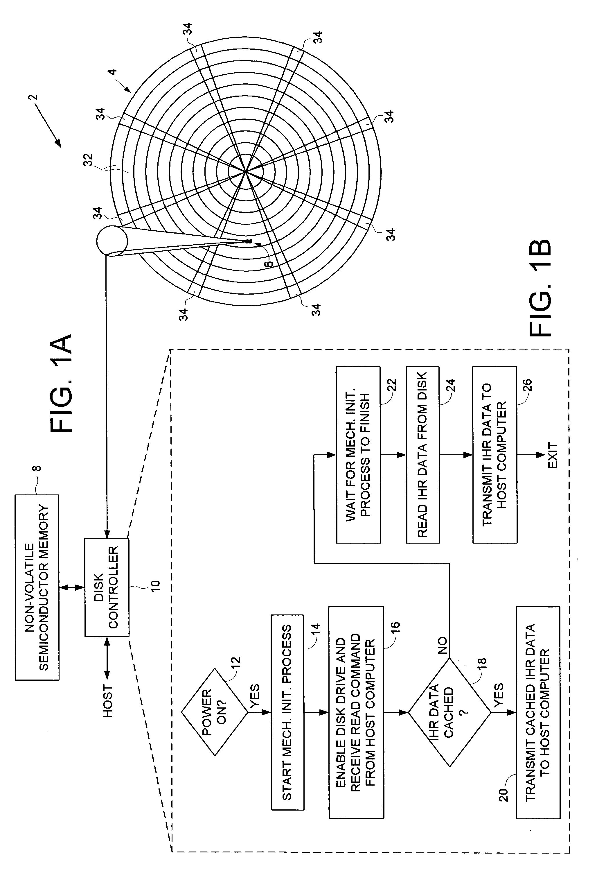 Disk drive caching initial host requested data in non-volatile semiconductor memory to reduce start-up time of a host computer