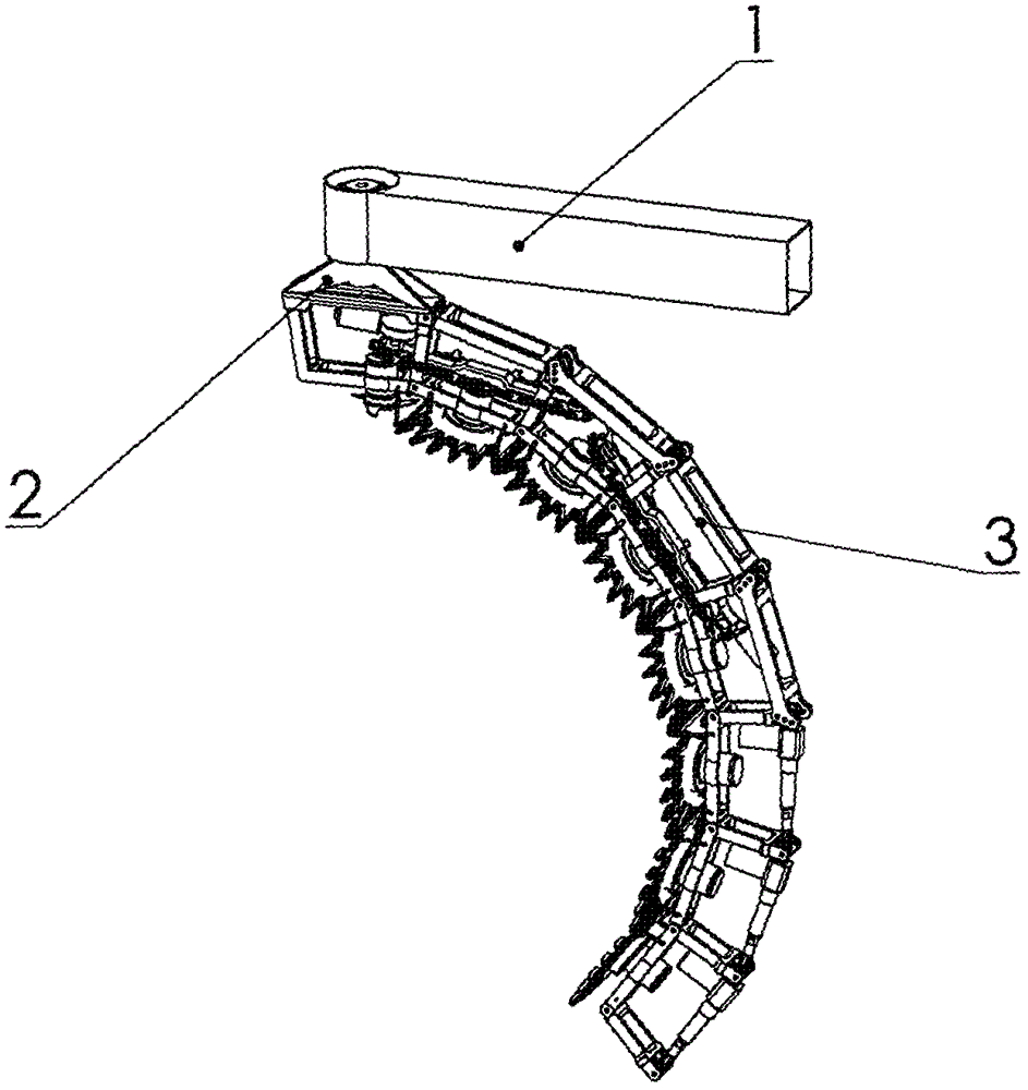 Vehicle-mounted cantilever type spherical crown hedge automatic rotor cut molding device