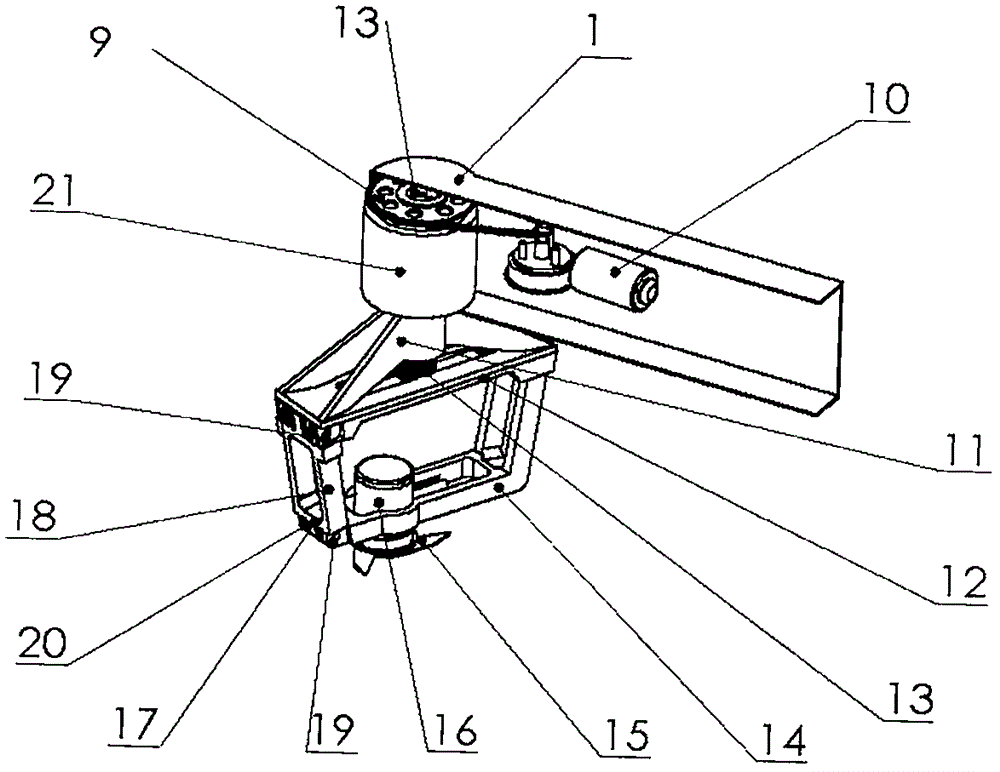 Vehicle-mounted cantilever type spherical crown hedge automatic rotor cut molding device