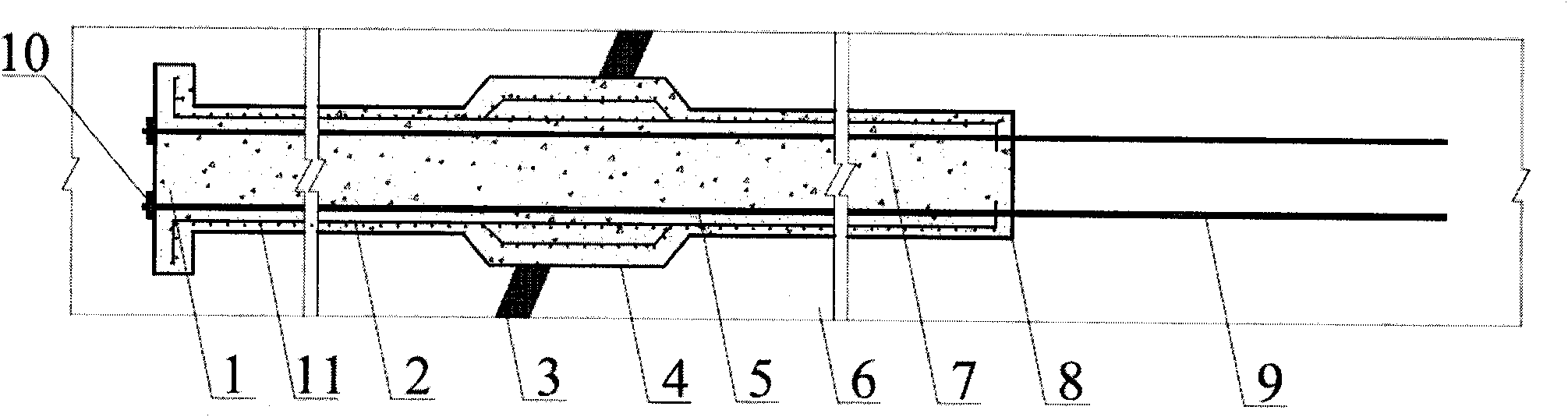 Active anti-shear concrete supporting structure for reinforcing deep sliding surfaces of rock slopes