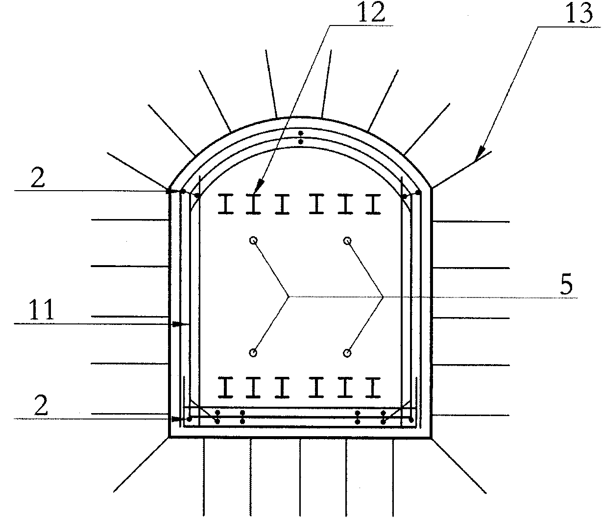 Active anti-shear concrete supporting structure for reinforcing deep sliding surfaces of rock slopes