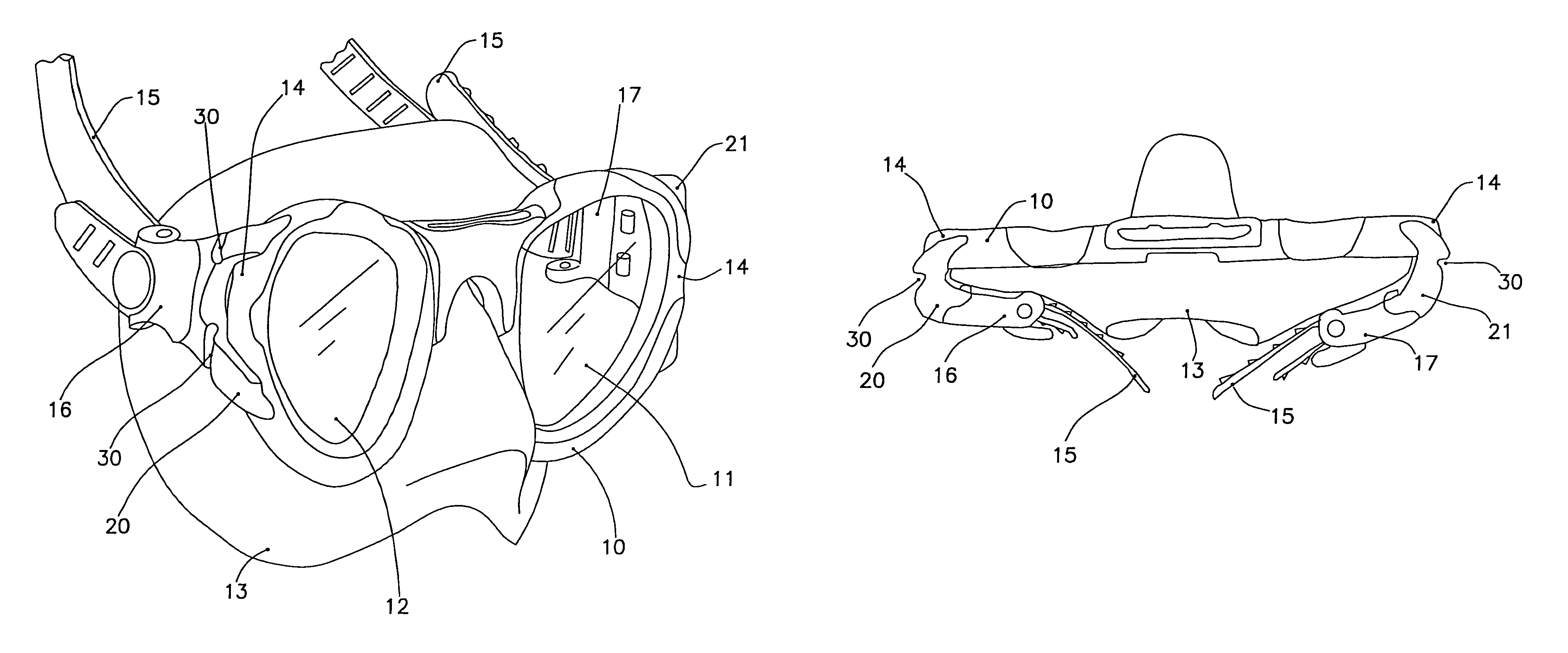 Space-saving scuba diving mask