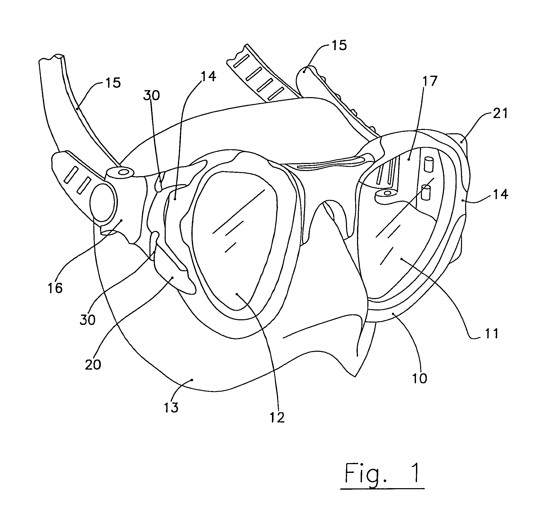 Space-saving scuba diving mask