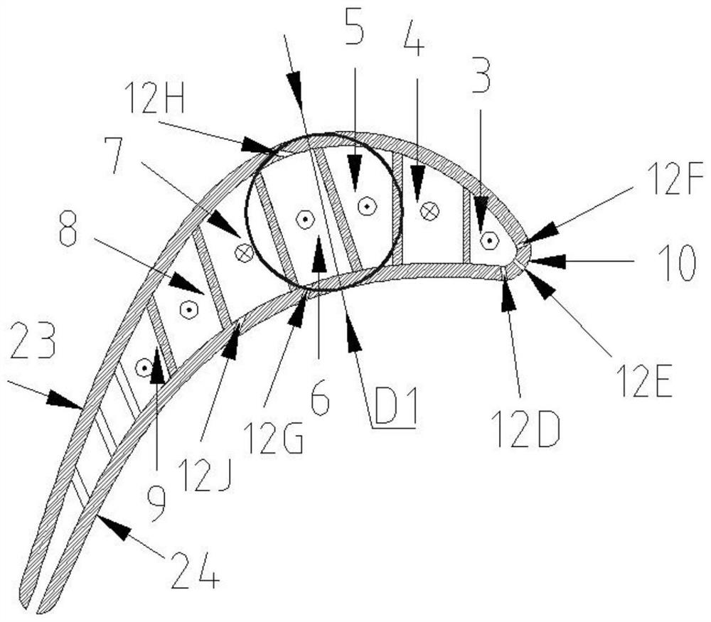 Cooling structure of high-pressure moving blade of turbine of gas turbine