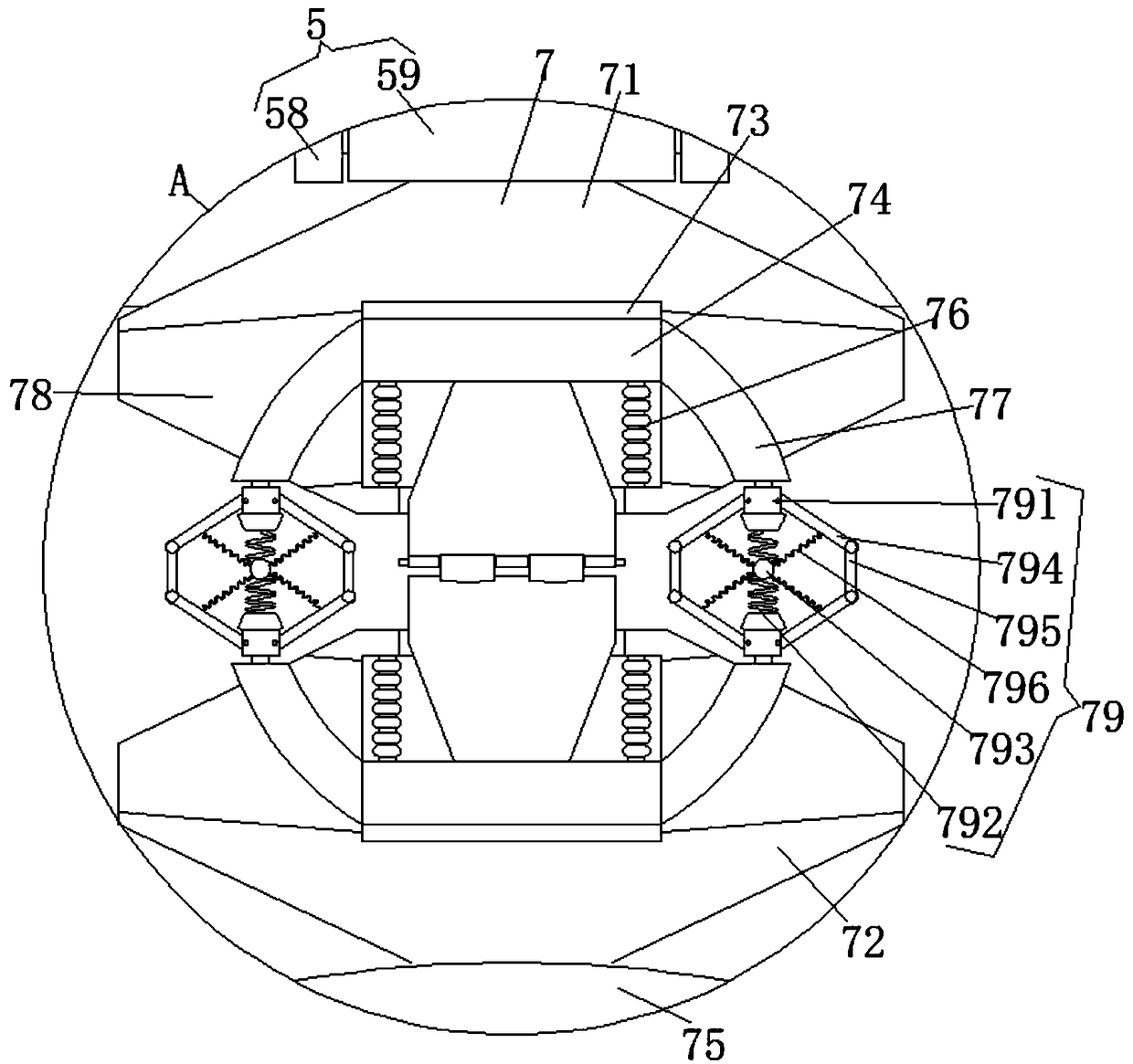 Caterpillar band type vibration rolling device used for gravel road section