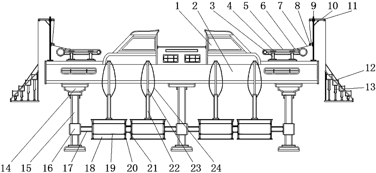 Platform boat with Porphyra cultivation devices