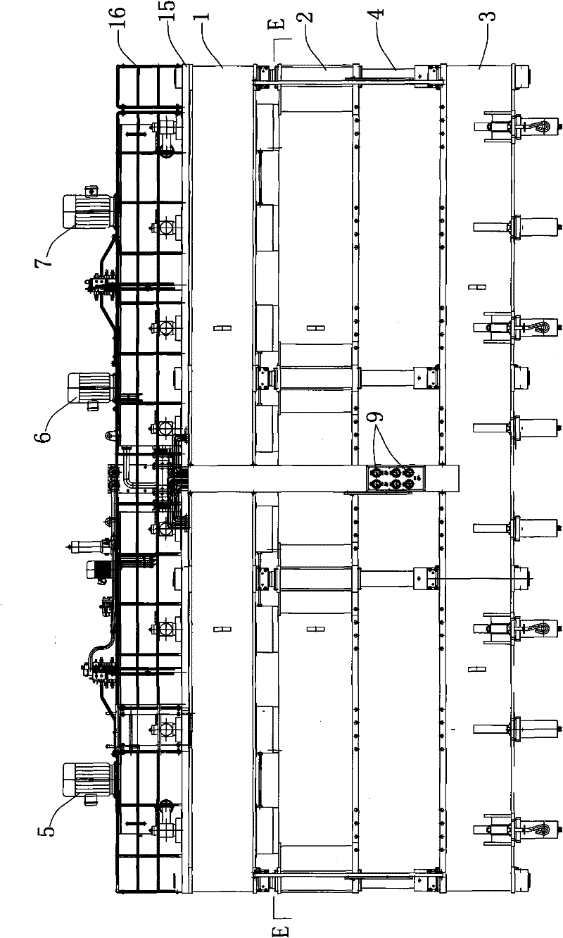 Synchronous control system for longitudinal beam hydraulic machine