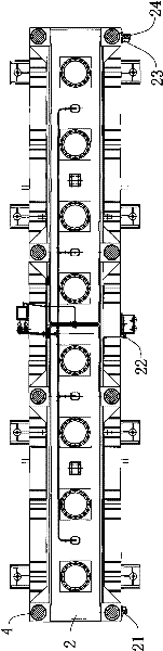 Synchronous control system for longitudinal beam hydraulic machine