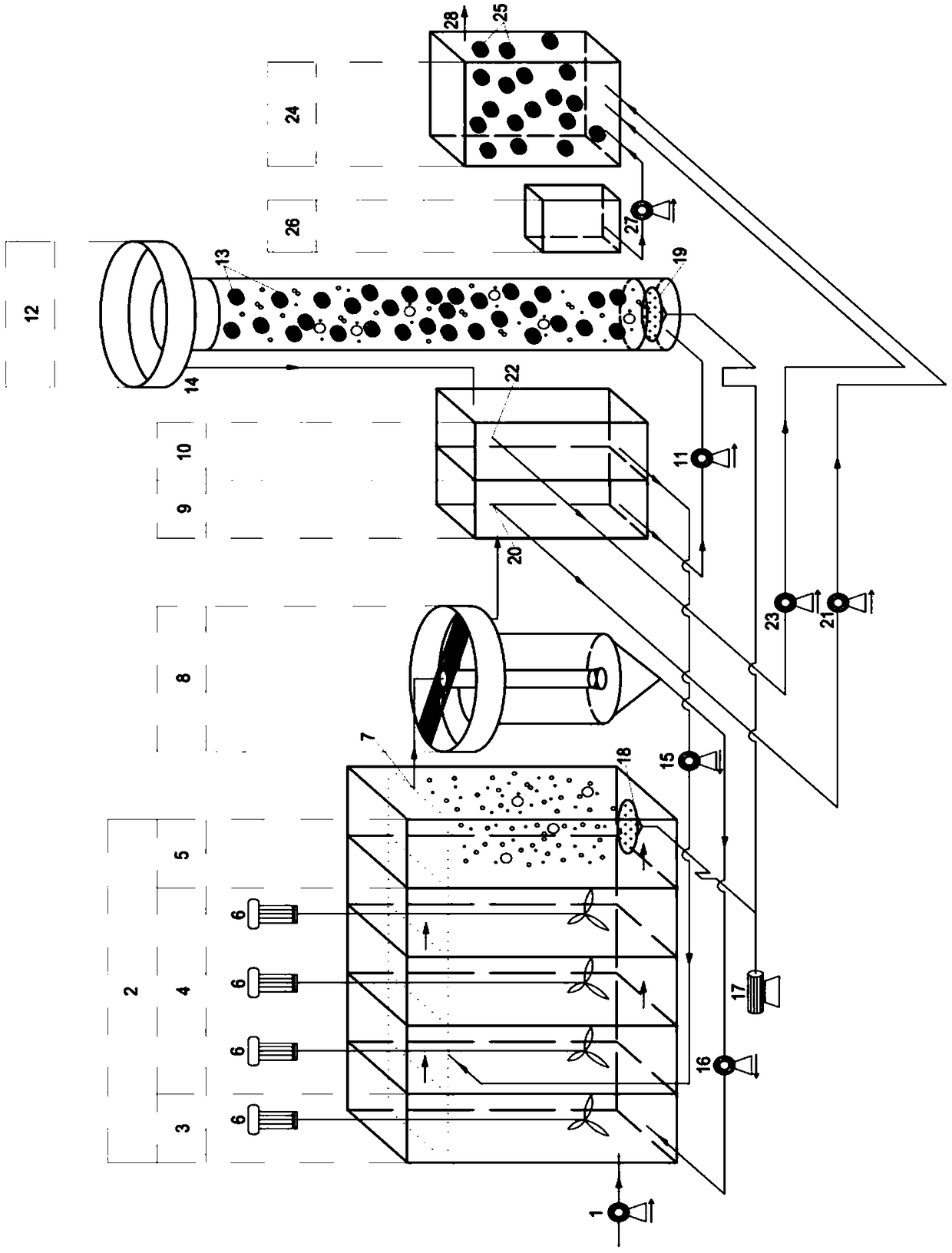 Apparatus and method for removing nitrogen and phosphorus by adopting DEAMOX-based post anoxic filter enhanced AAO+BAF process