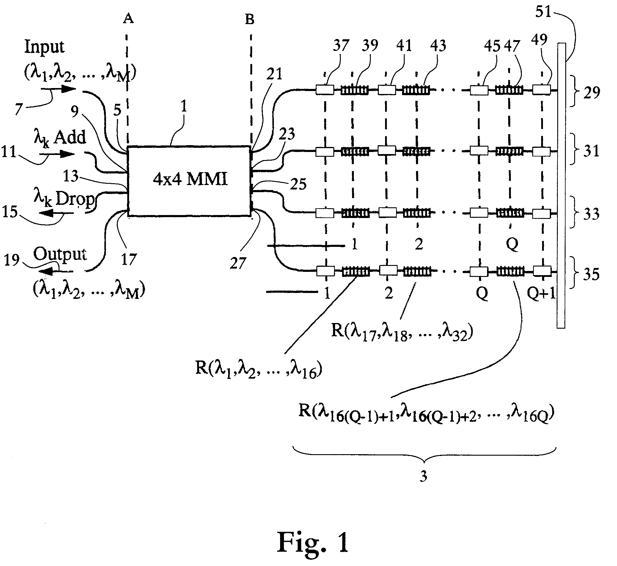 Bragg grating assisted mmimi-coupler for tunable add-drop multiplexing