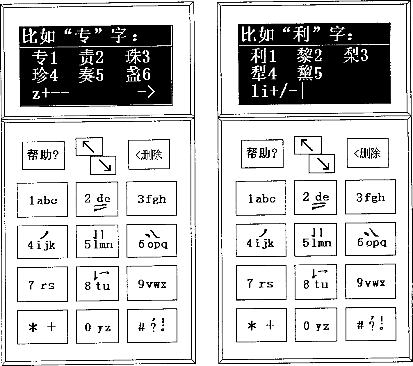 Pronunciation and stroke order Chinese character input method on digital keyboard