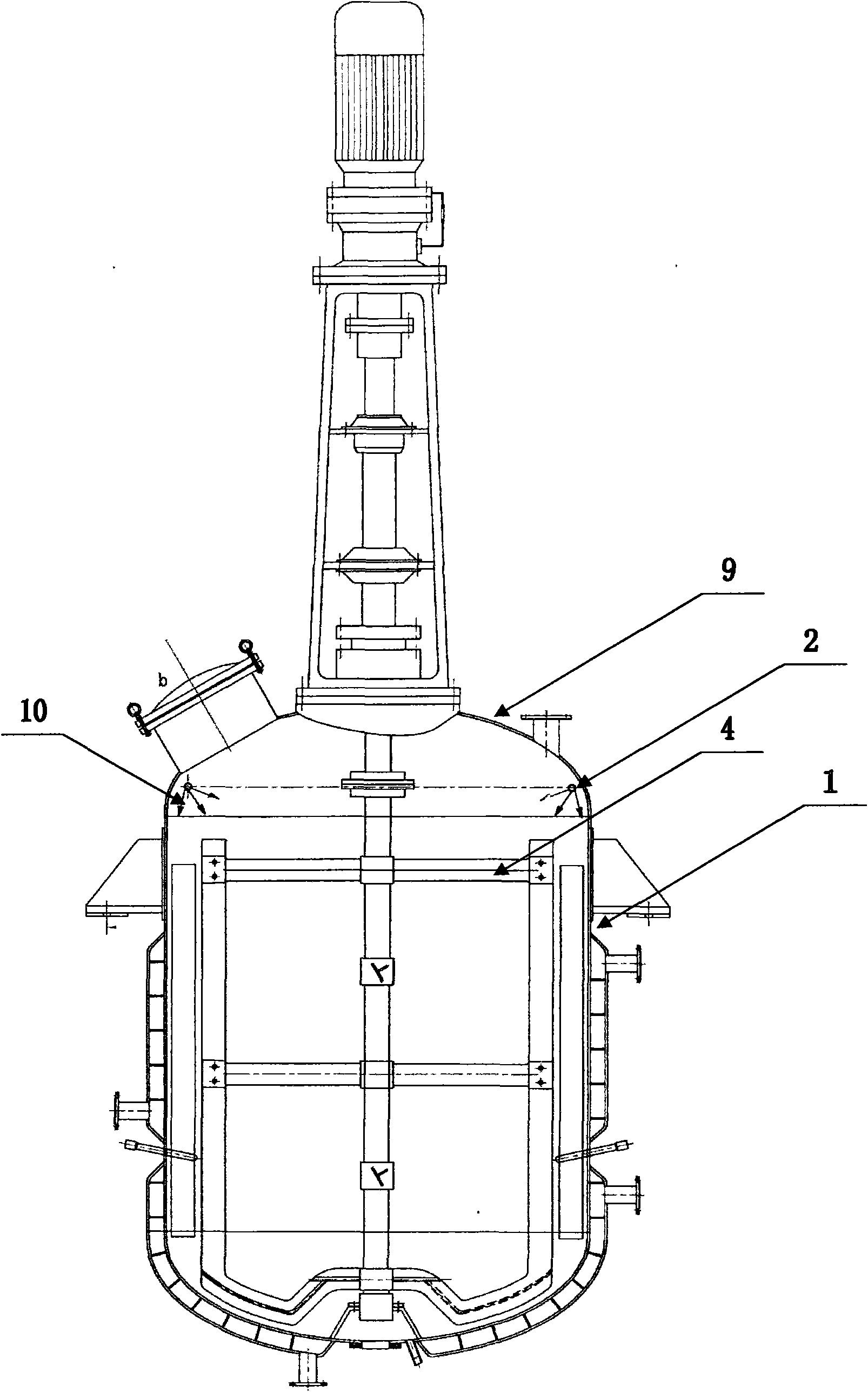 Reaction kettle provided with internal cleaning device