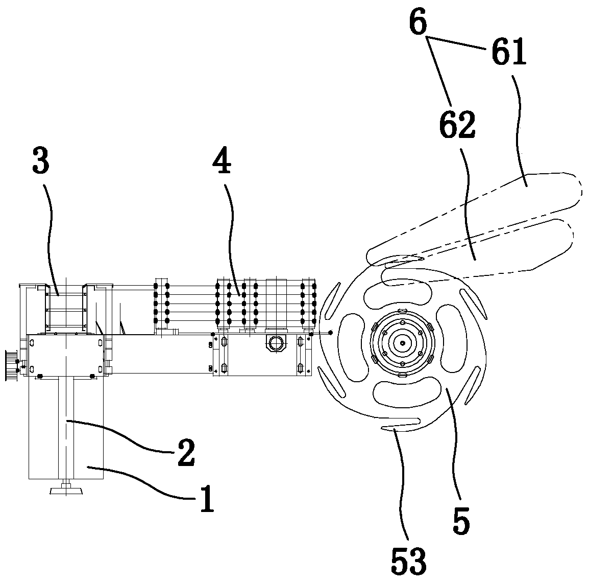 A 90-degree arrangement conveying device