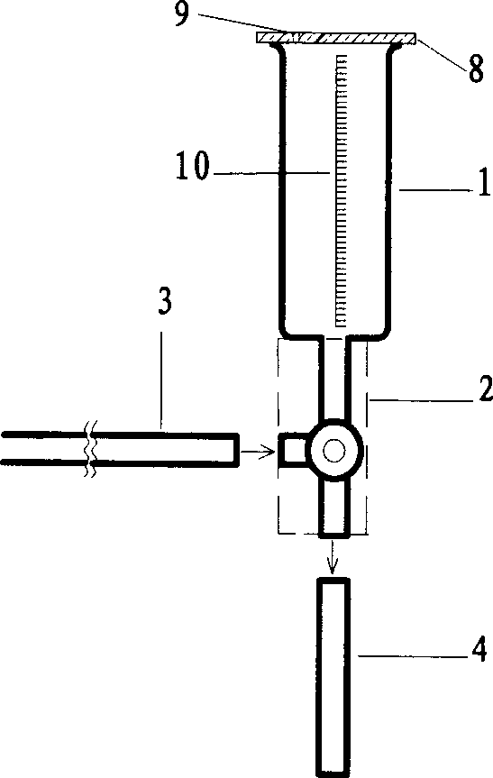 Self-balanced connected device for collecting separated liquid in use for electrophoresis of free stream