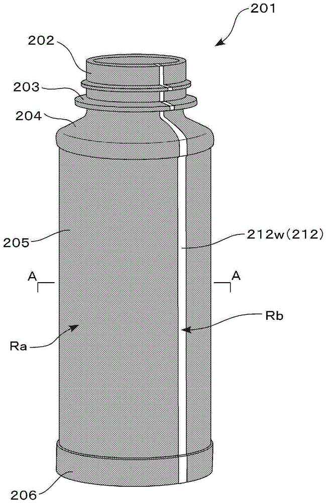 Synthetic resin window container, preform and preform injection molding device