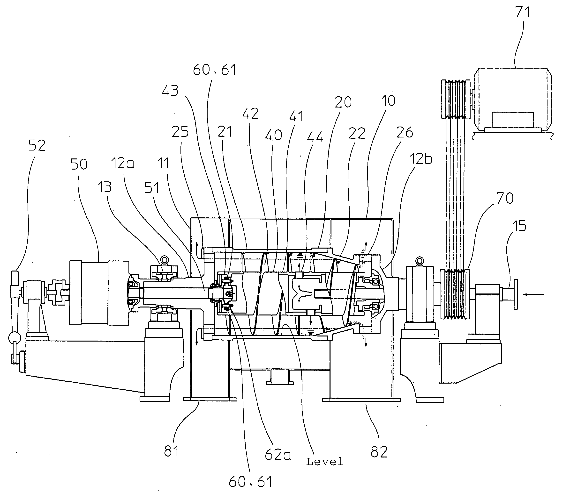 Decanter type centrifugal separator