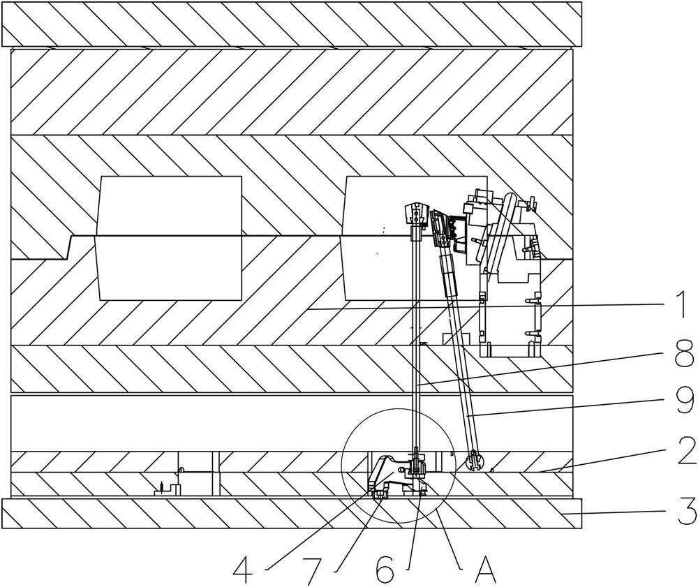 A mold opening auxiliary ejection structure