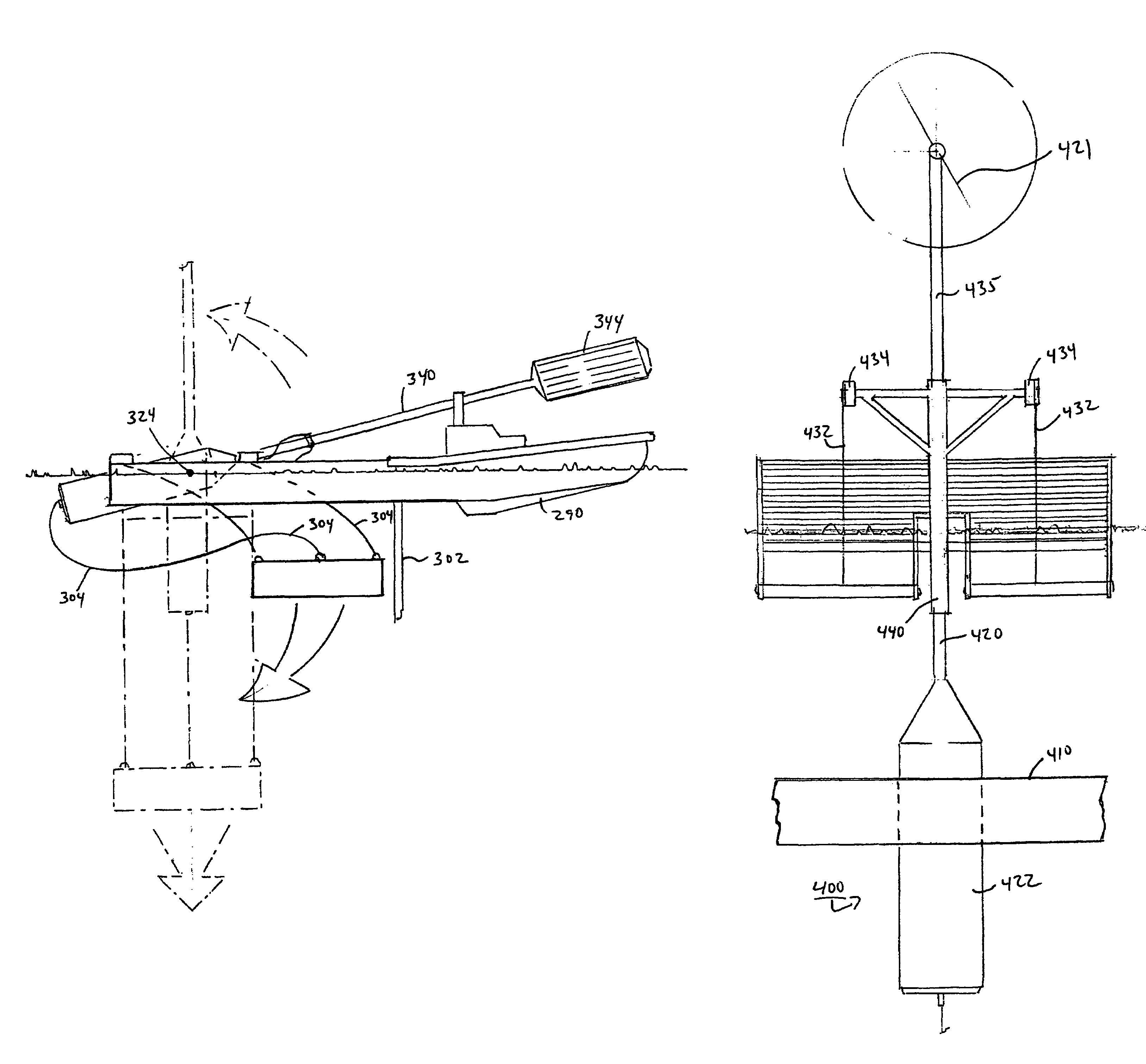 Water-based wind-driven power generation using a submerged platform