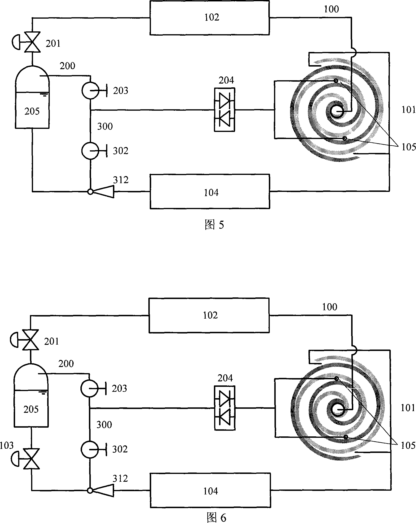 Capacity adjustable vortex compressor refrigeration system with main return loop installed with ejector