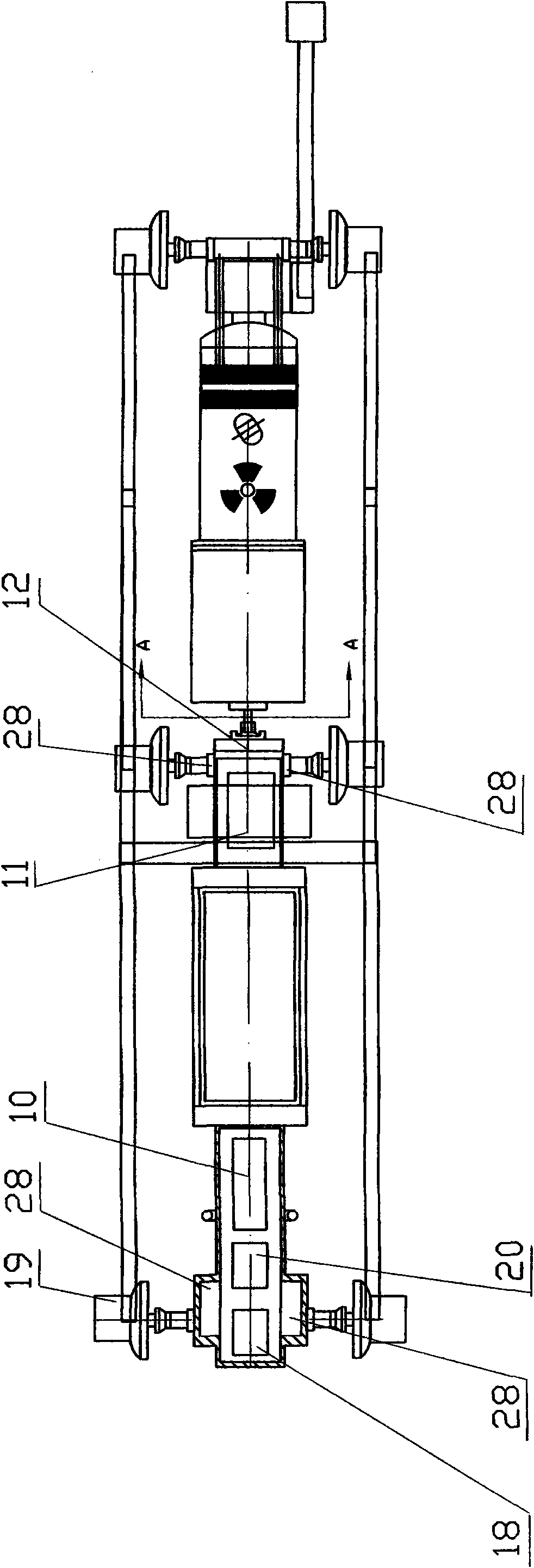 Wheel-type X-ray flaw detection robot device