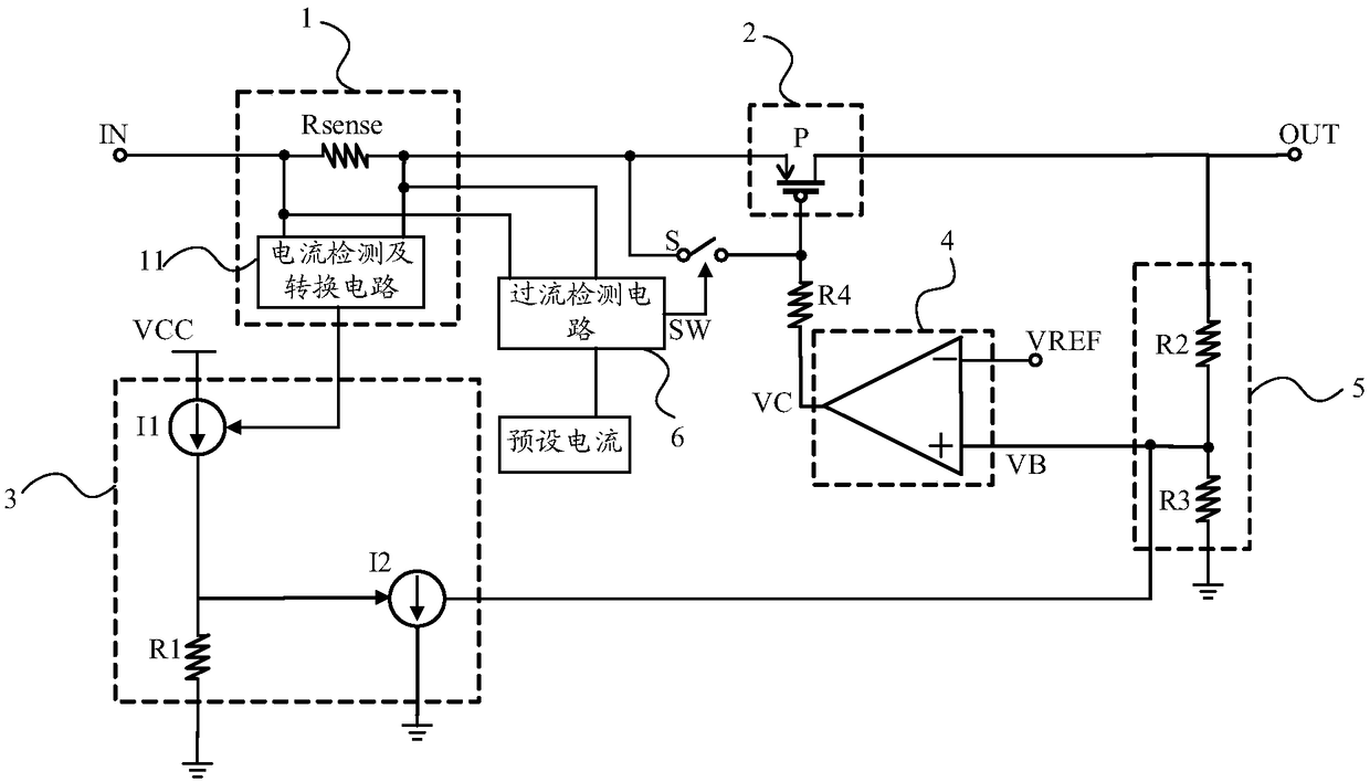 Current-limiting switch circuit and switching power supply device