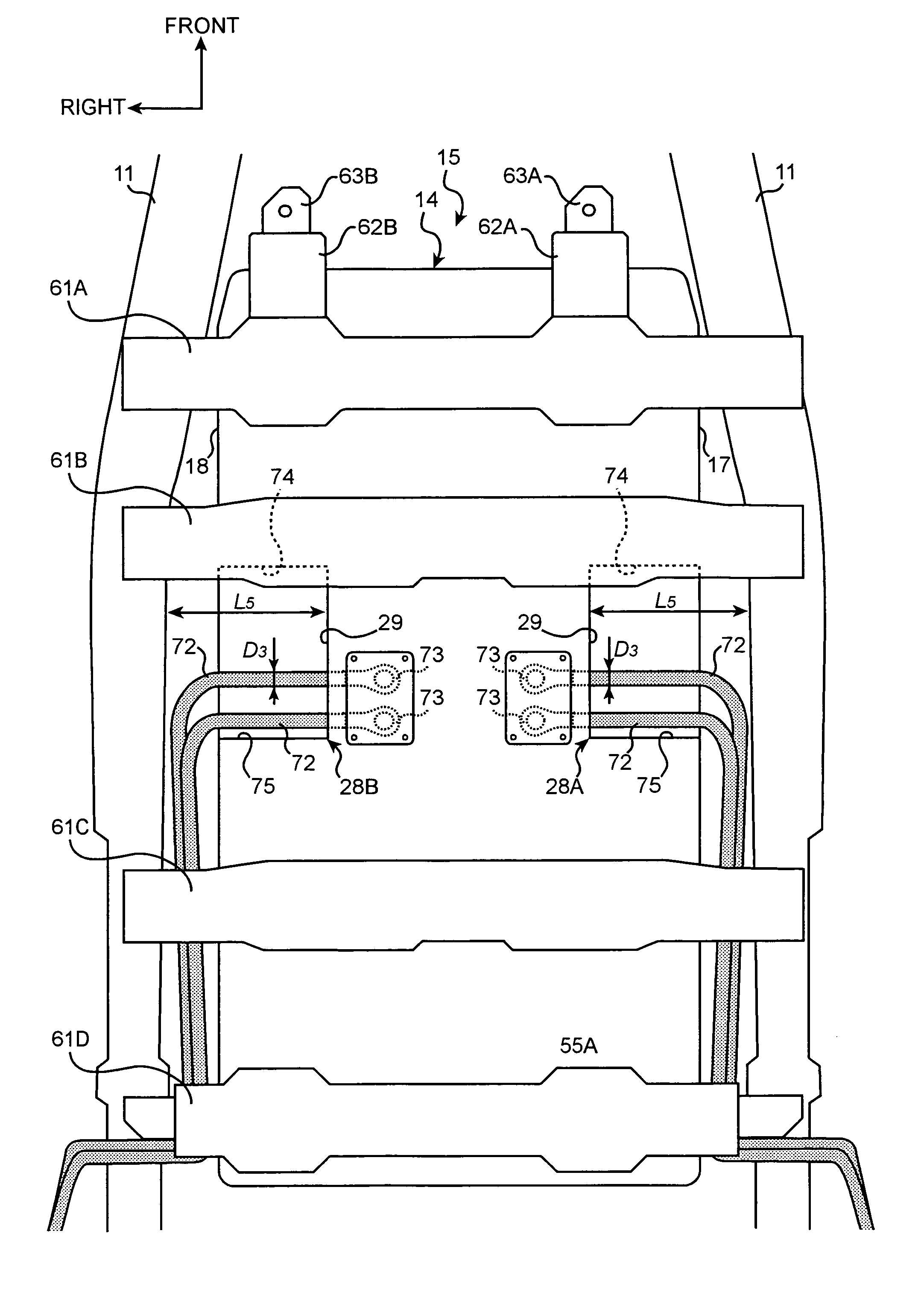 Structure for mounting batteries onto electric vehicles