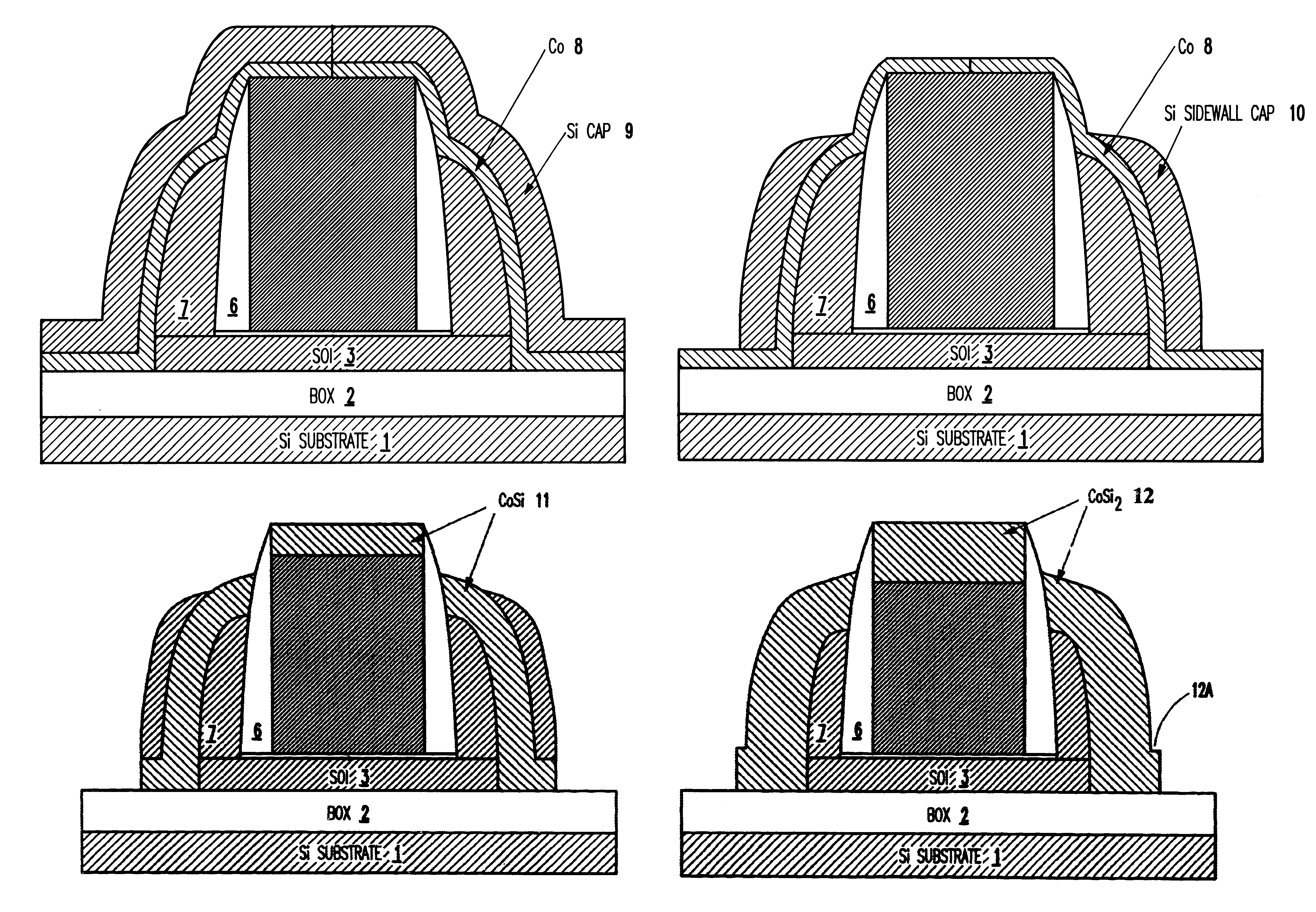 Self-aligned silicide process for silicon sidewall source and drain contacts