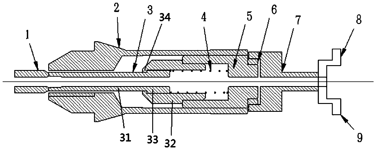 Chuck device for automatically cleaning auxiliary shaft iron chips