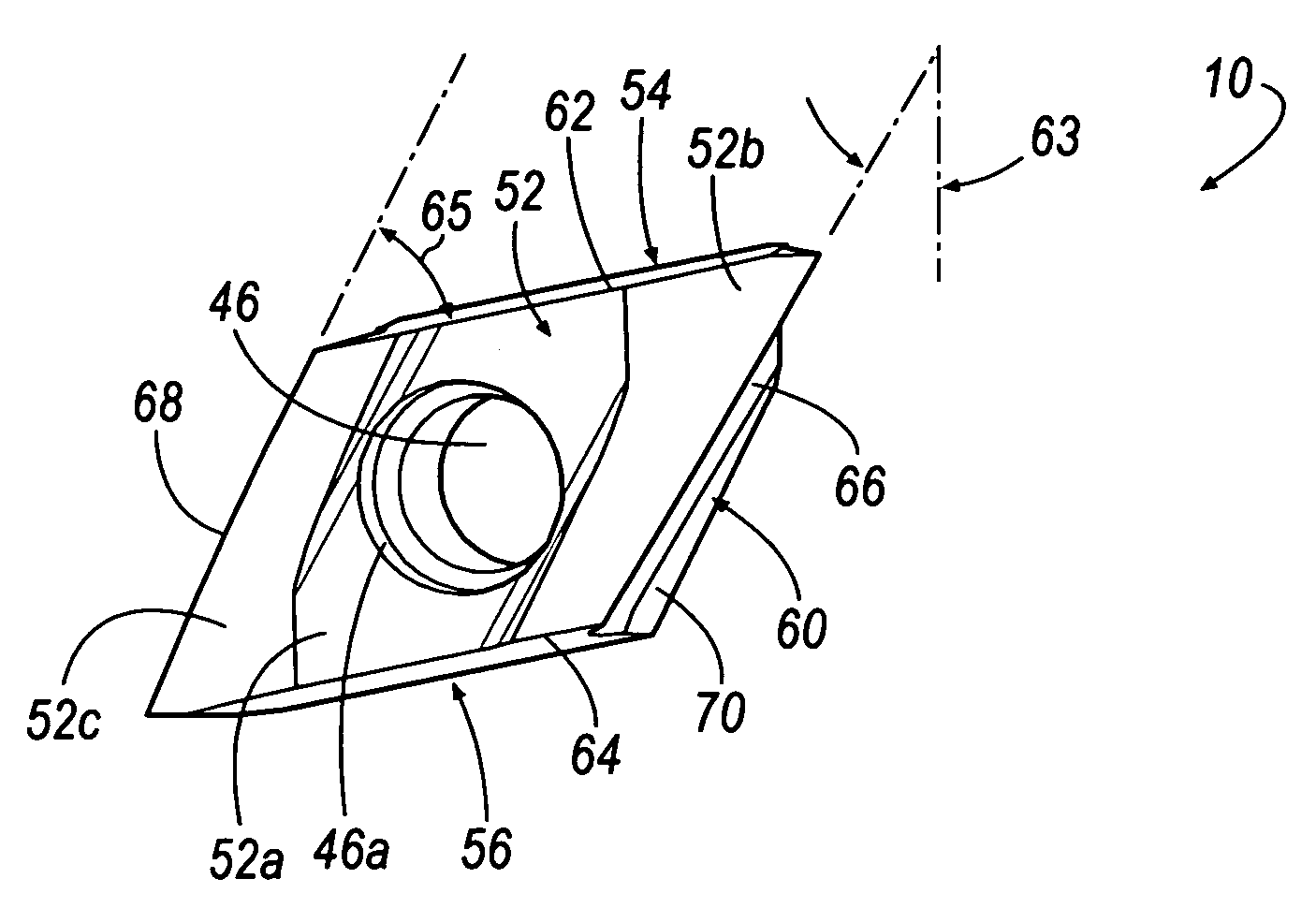 Helical cutting insert with axial clearance slash