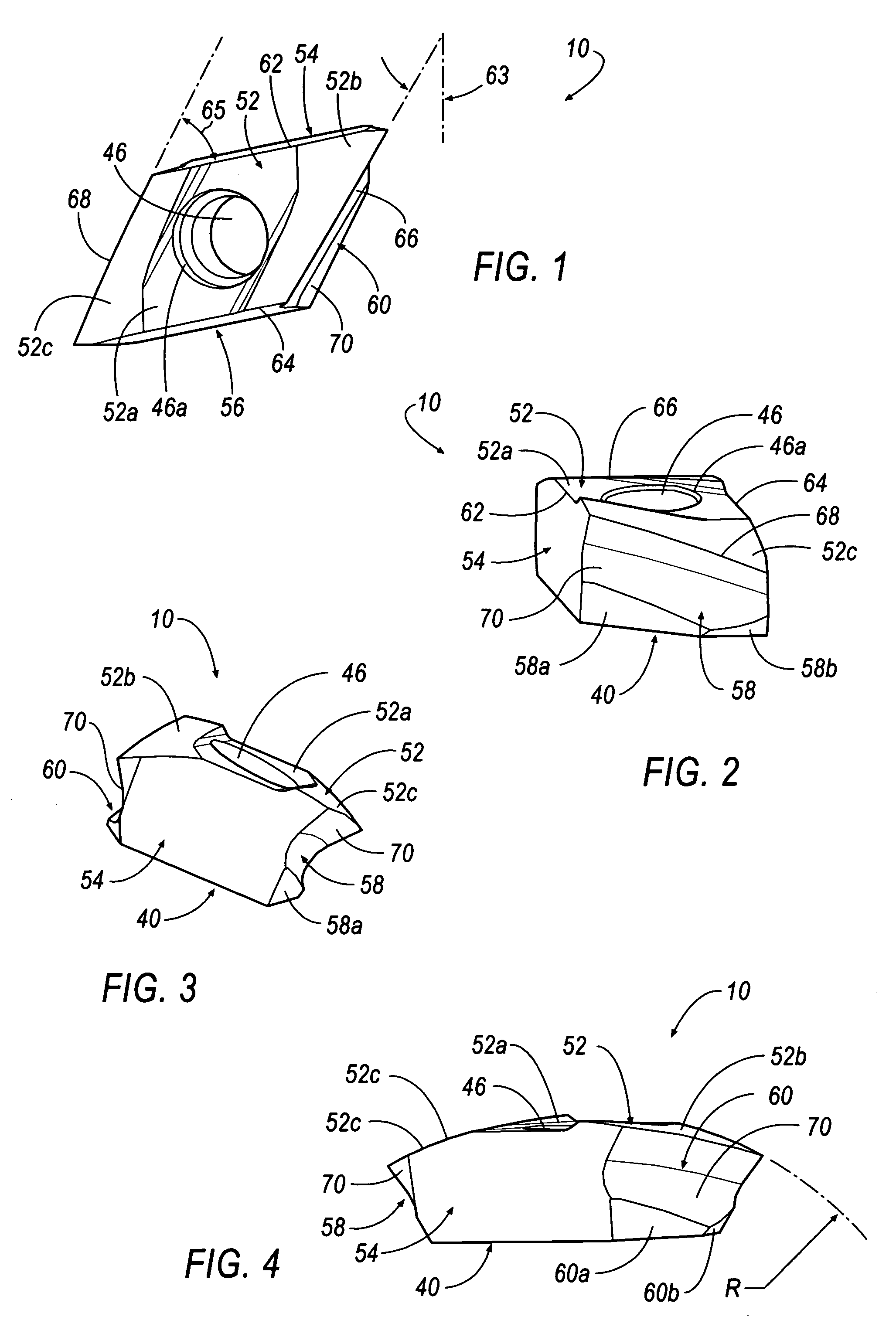 Helical cutting insert with axial clearance slash