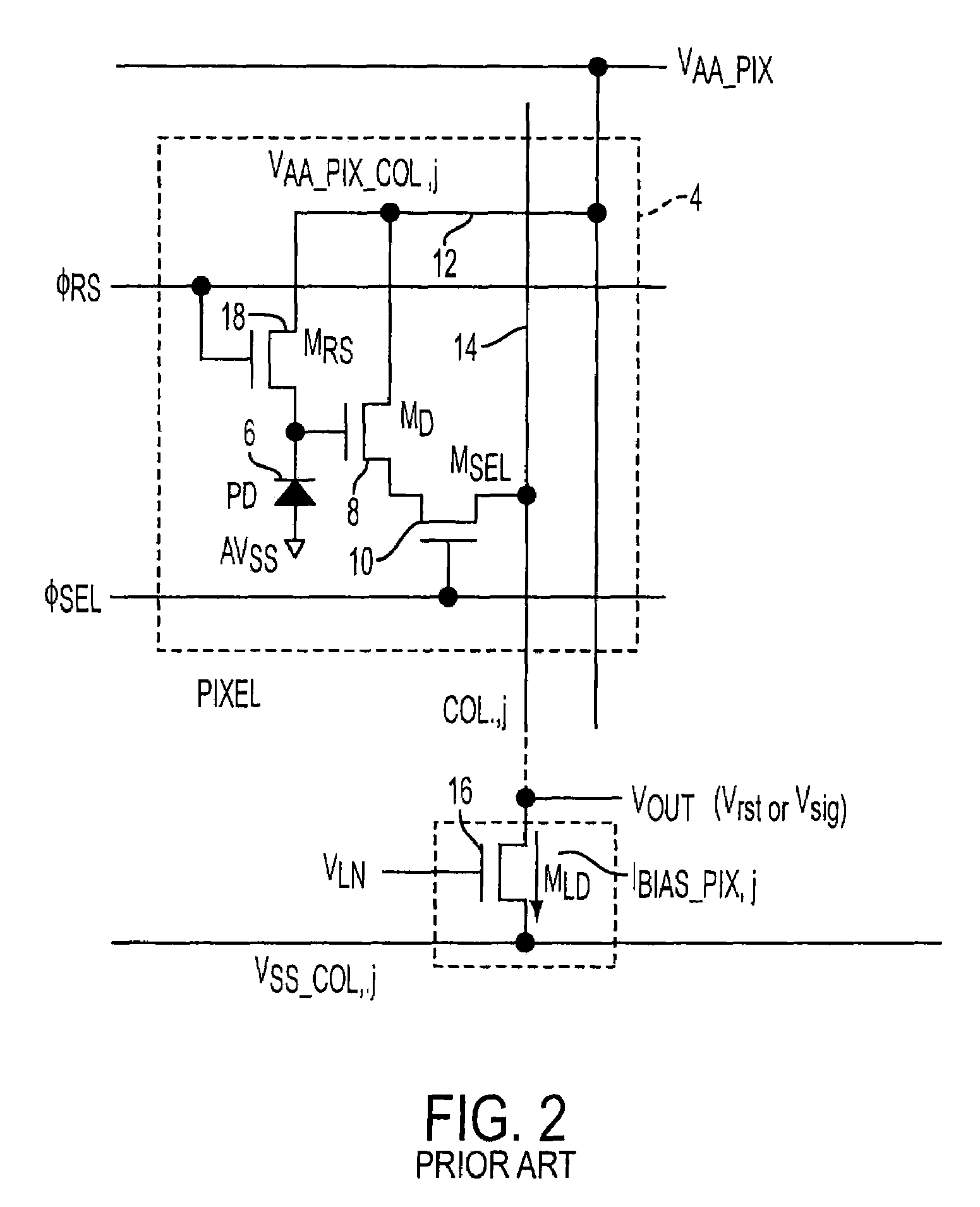 Biasing scheme for large format CMOS active pixel sensors