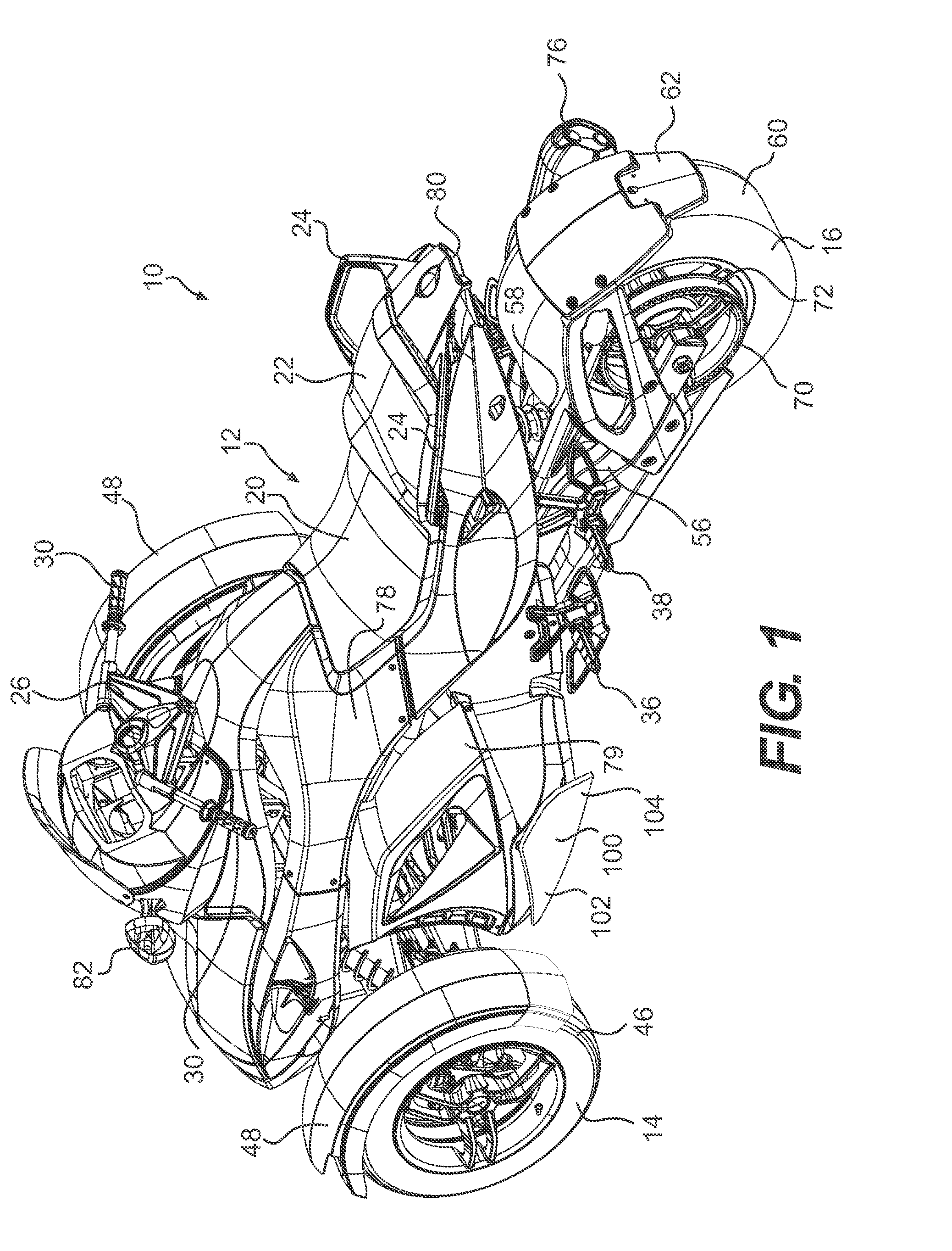 Wheeled vehicle with water deflectors