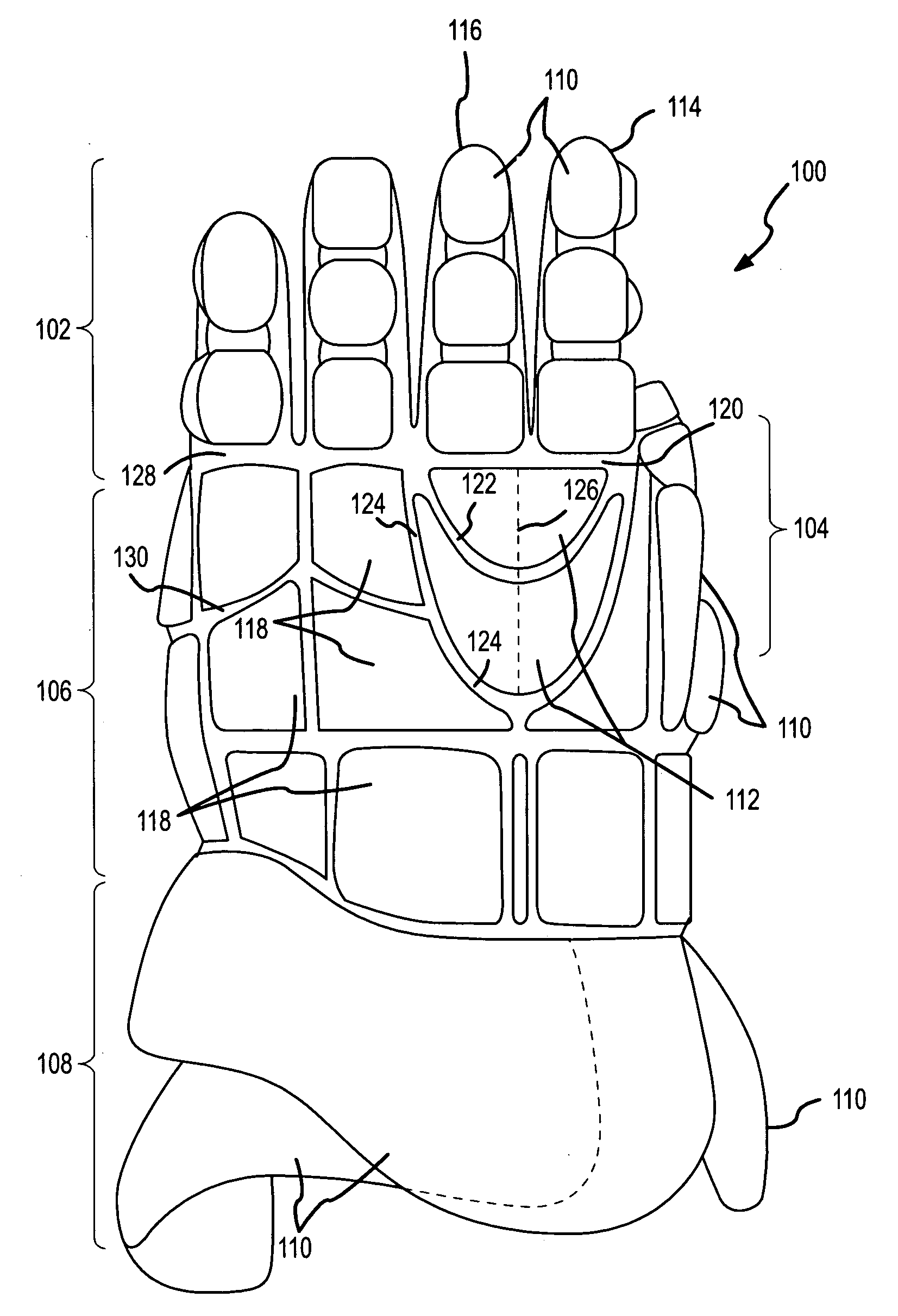 Padded athletic glove