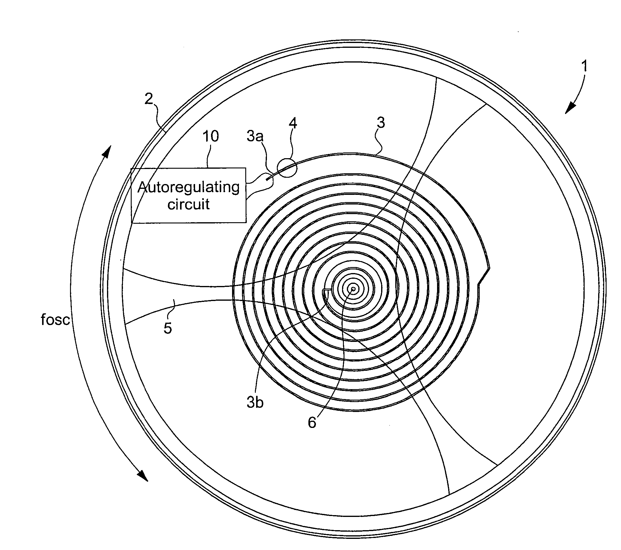 Circuit for autoregulating the oscillation frequency of an oscillating mechanical system and device including the same