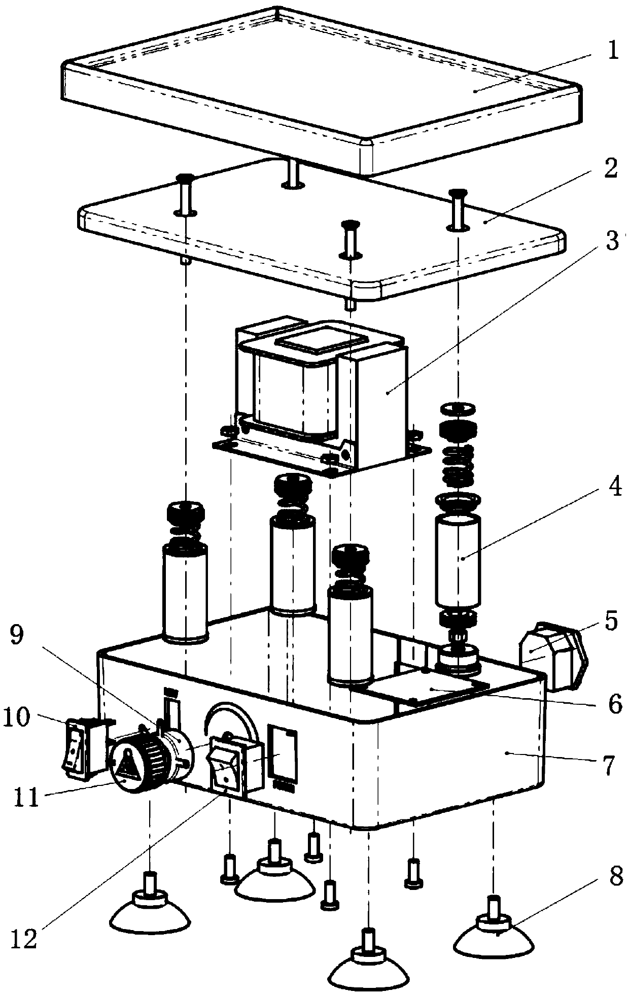 Vibration device for vibrating gypsum in denture processing