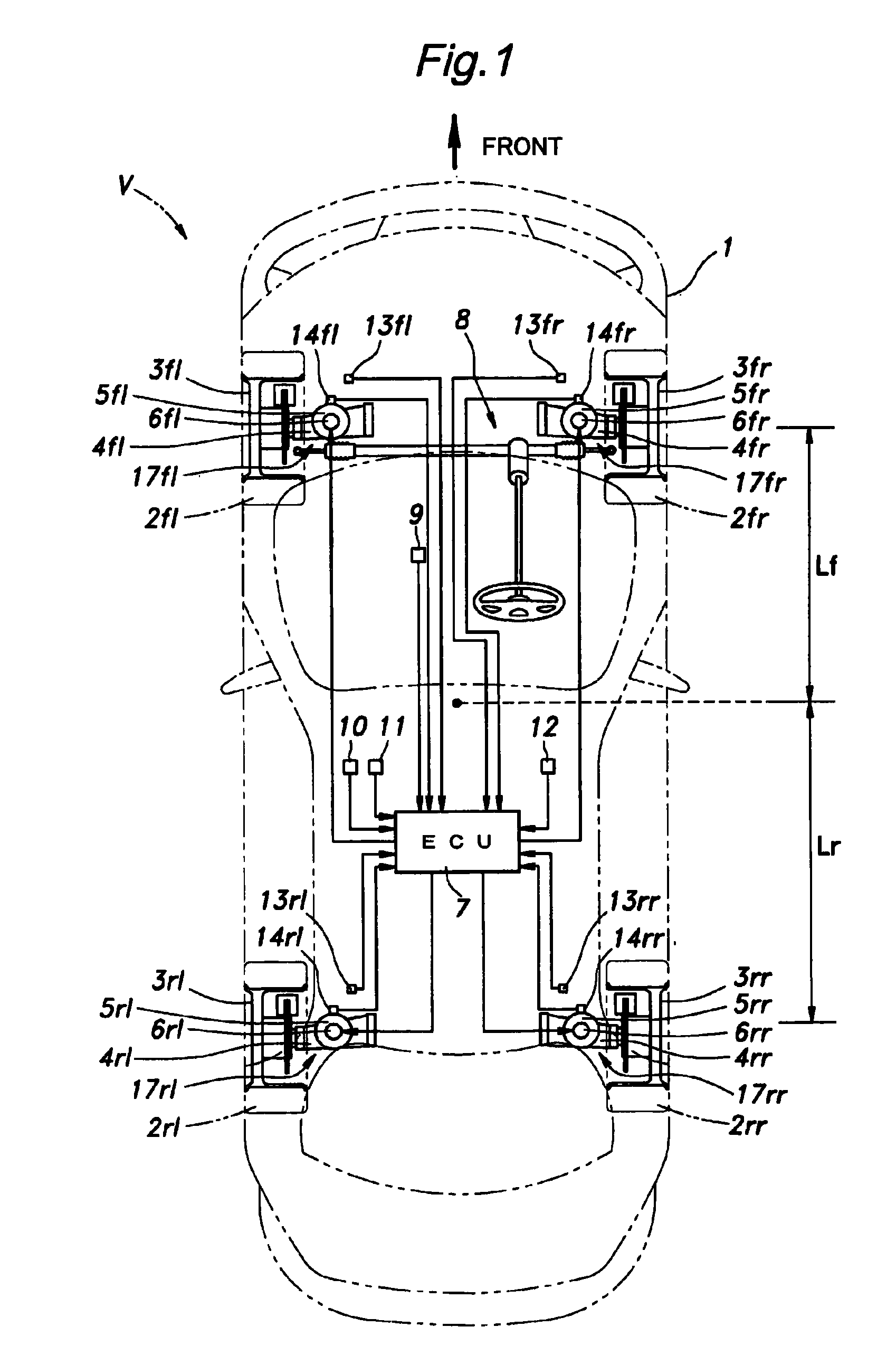 Control device for a wheel suspension system