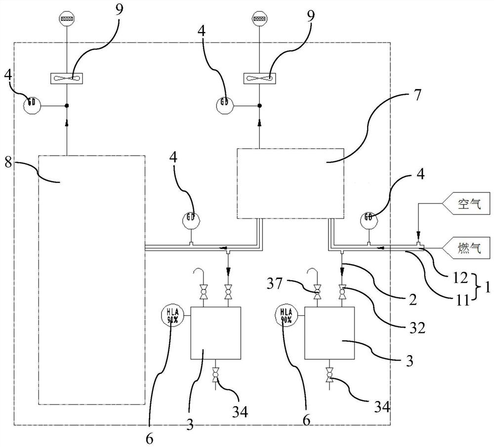 Water draining system with gas double-wall pipe