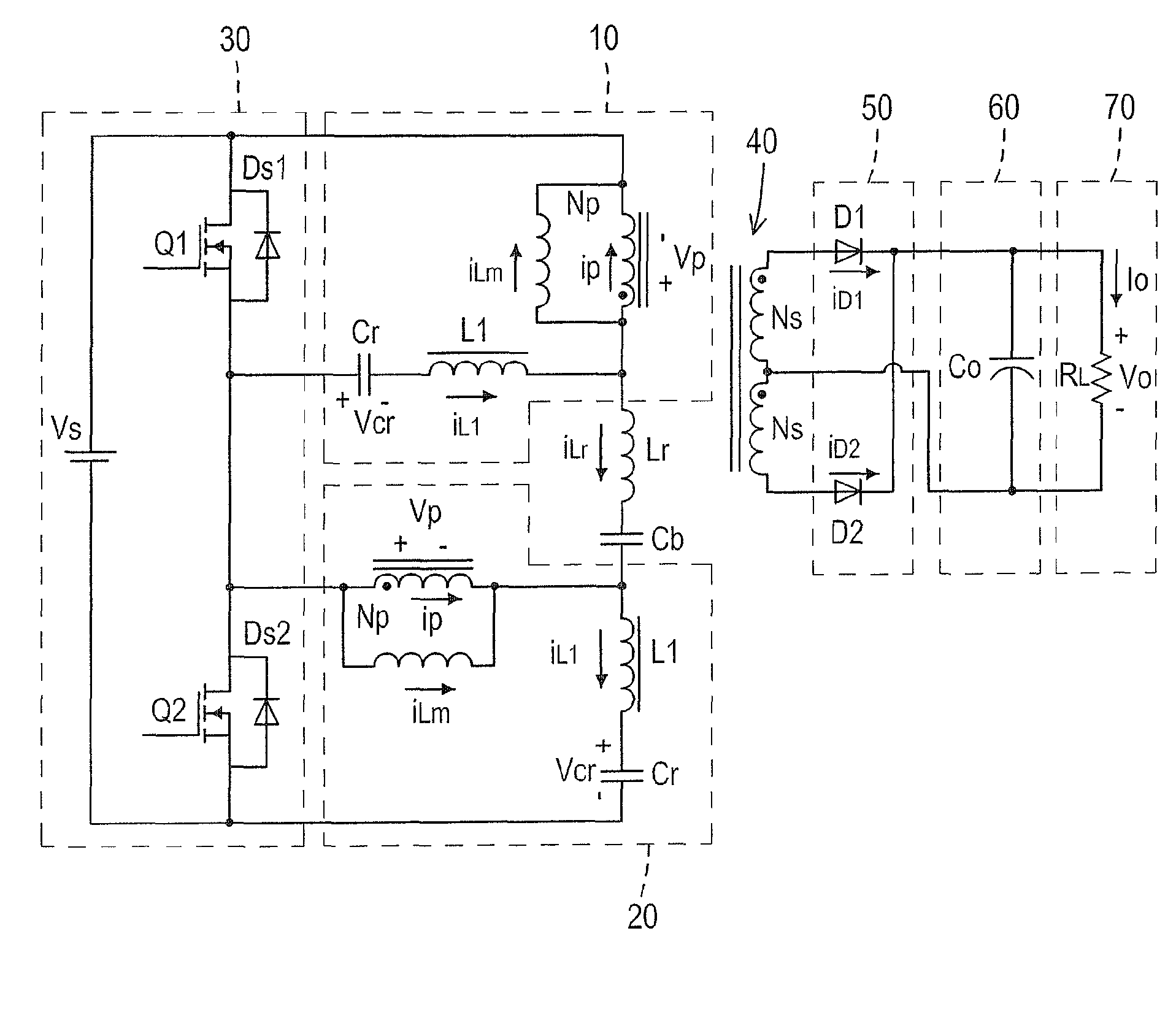 Resonant circuit and resonant power converter with a narrow operating frequency bandwidth