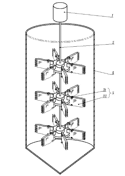 Combined type stirring impeller for increasing leaching rate of manganese metal electrolyte