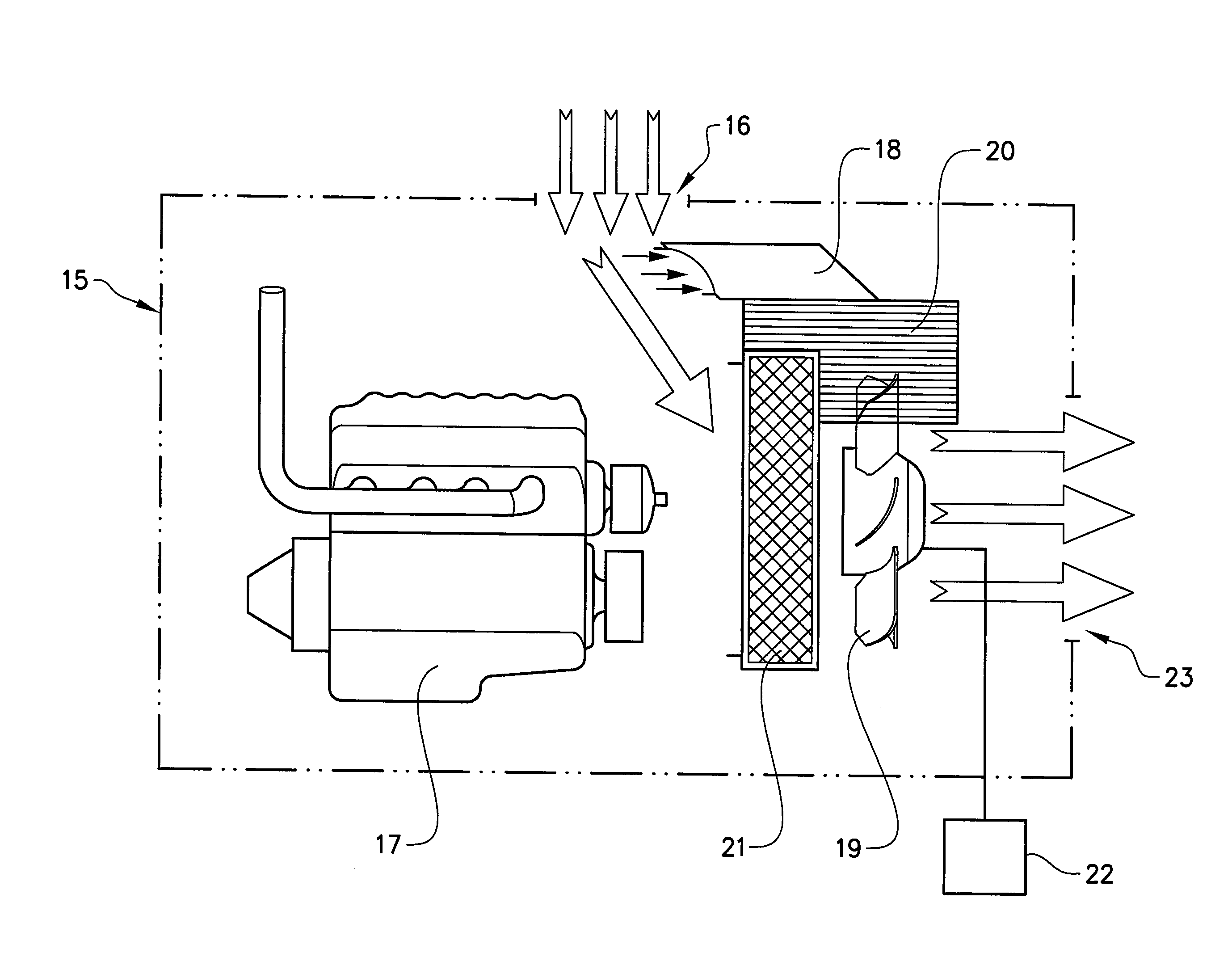 Arrangement and a method for controlling the temperature of air being fed to a vehicle engine