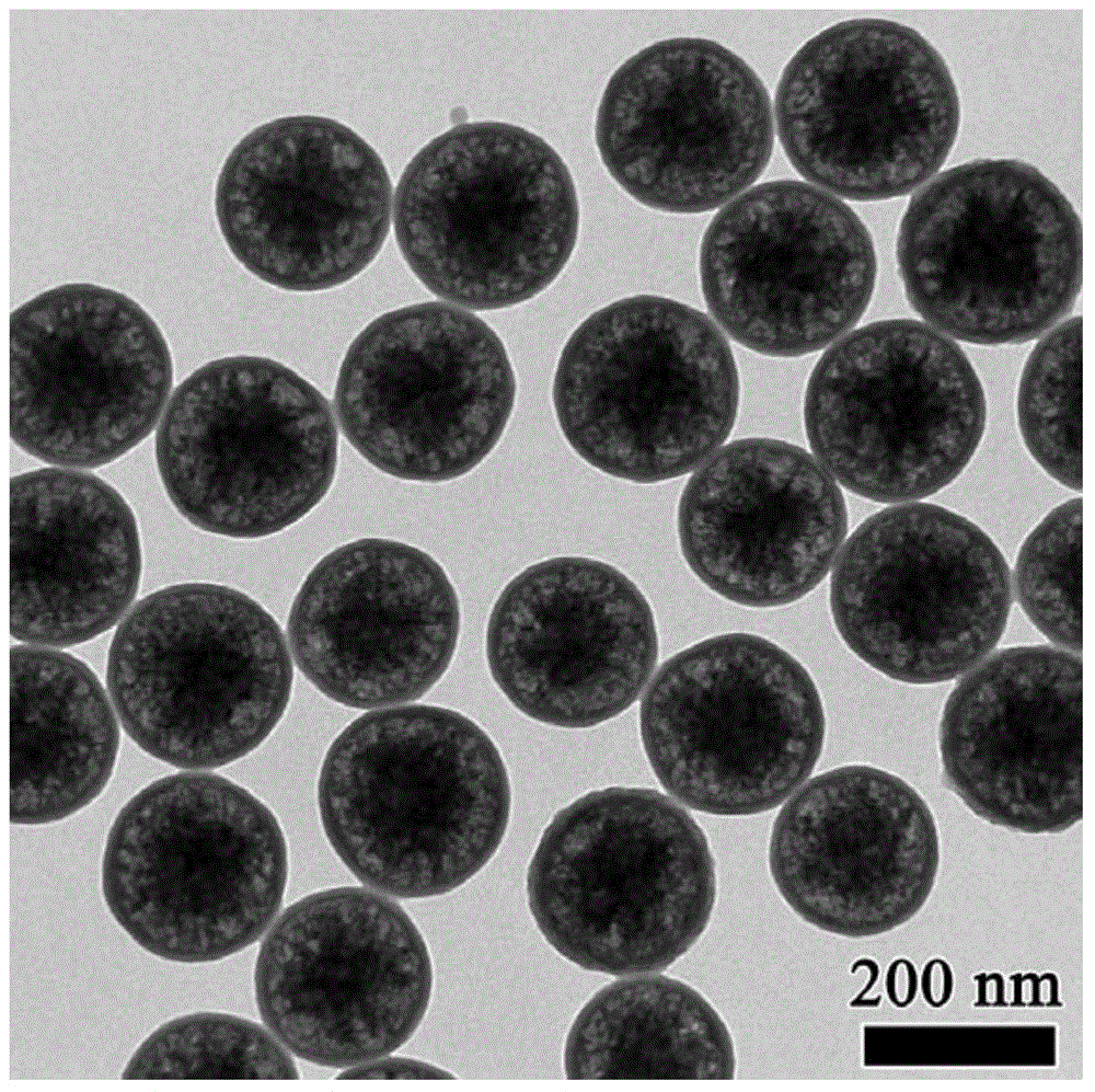 Long-chain-thioether-bond-containing mesoporous organic-inorganic hybrid ball of core-hollow-shell structure and preparation method thereof