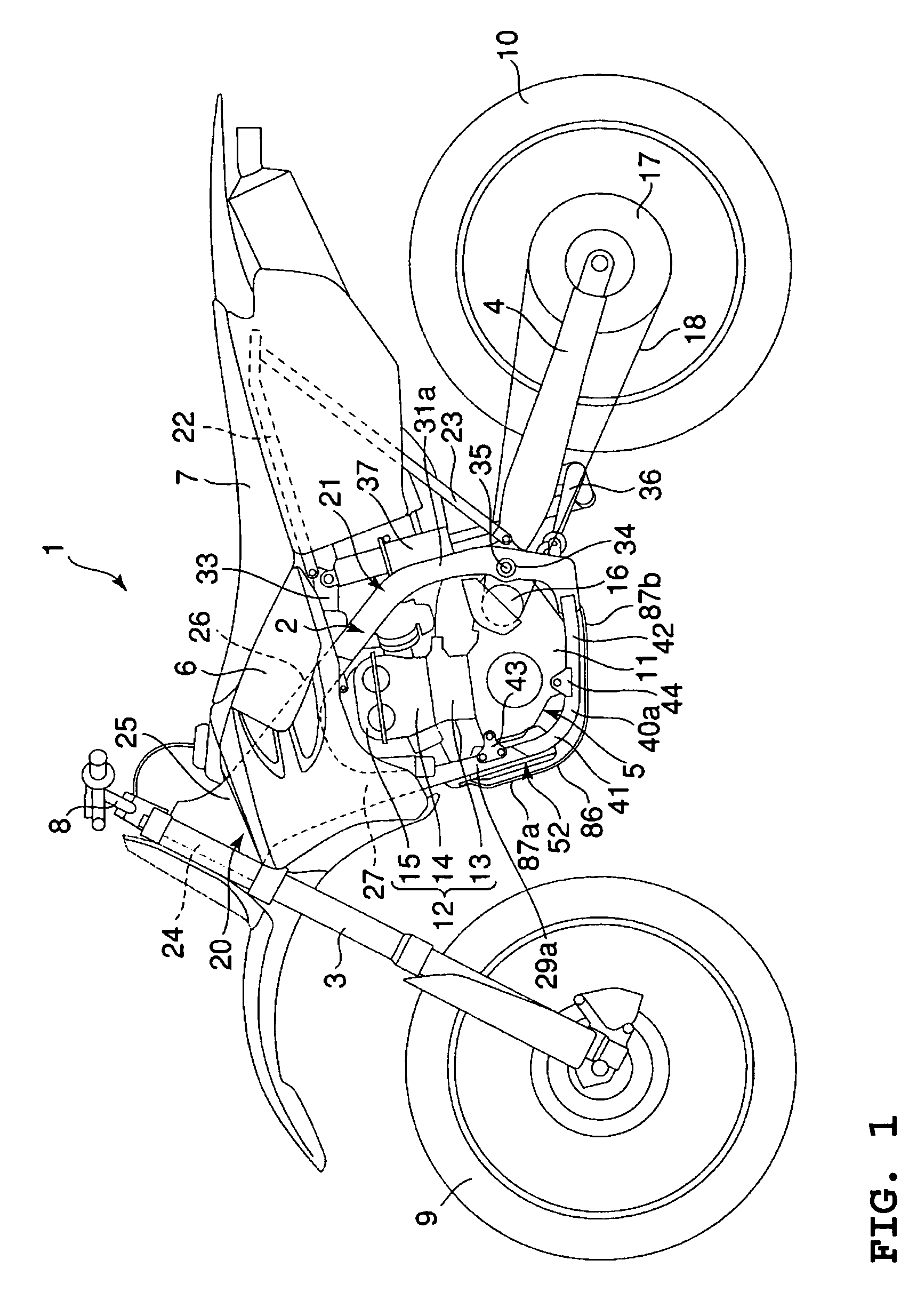 Dry sump type lubrication device for a motorcycle