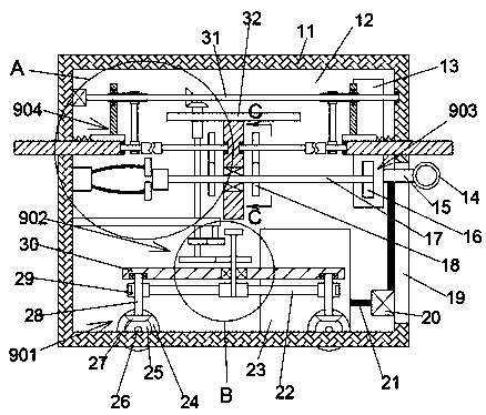 Automatic spraying device for long corridor wall