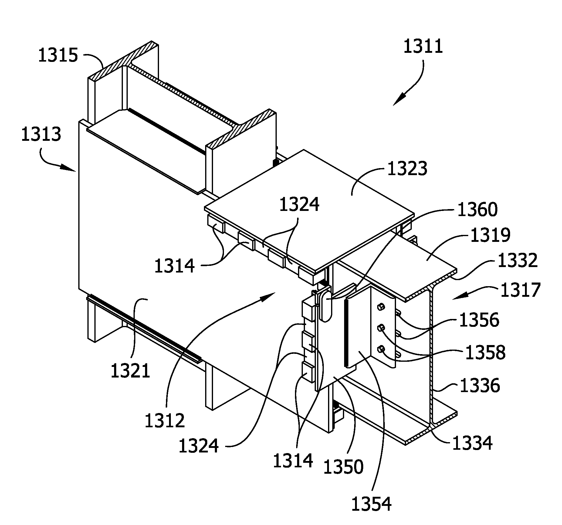 Gusset plate connection in bearing of beam to column