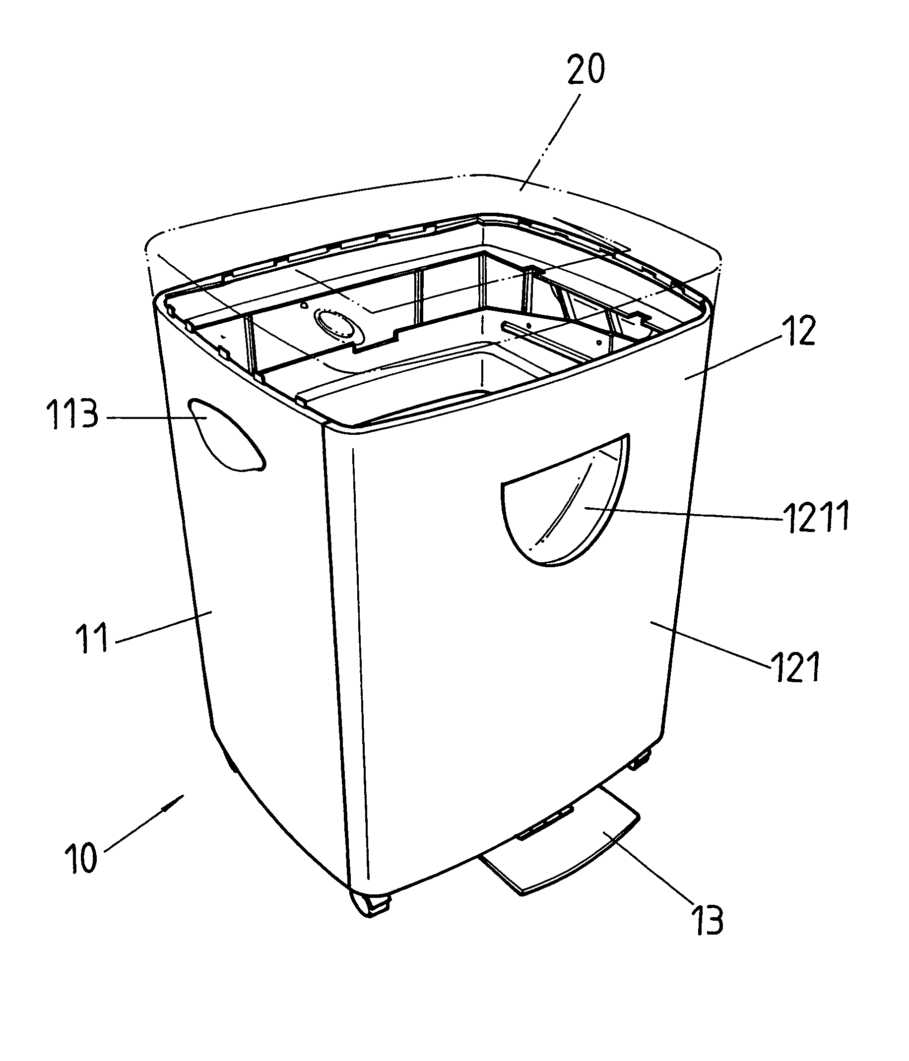 Foot-driven device for displacing a paper shredder bin