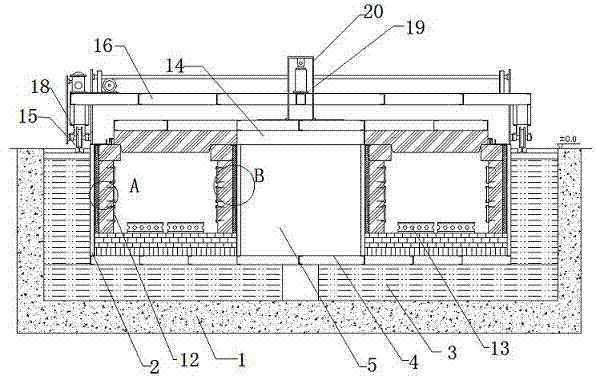 Well type thermal treatment furnace for ring piece