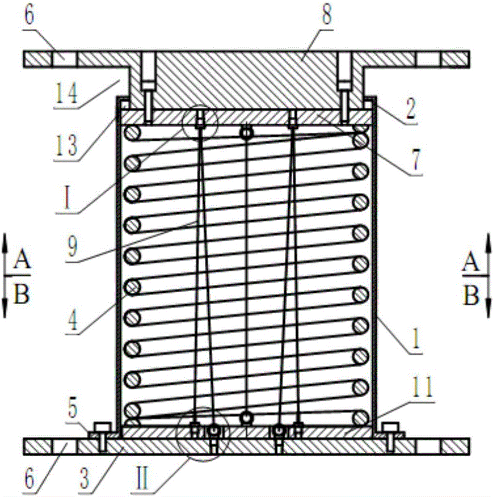 Helical compression spring damper with presettable initial stiffness