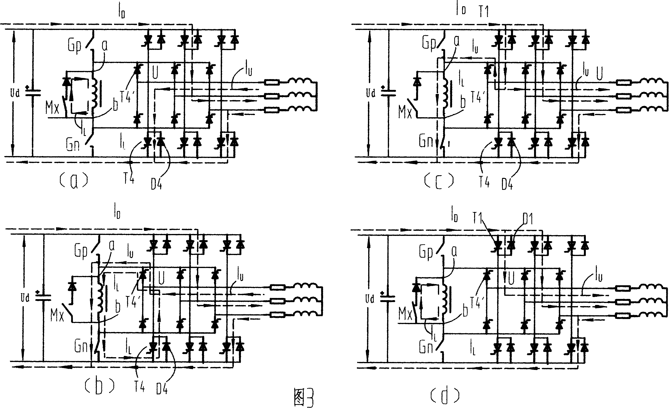 Inductive energy storage commutation cutoff thyristor method and power converter