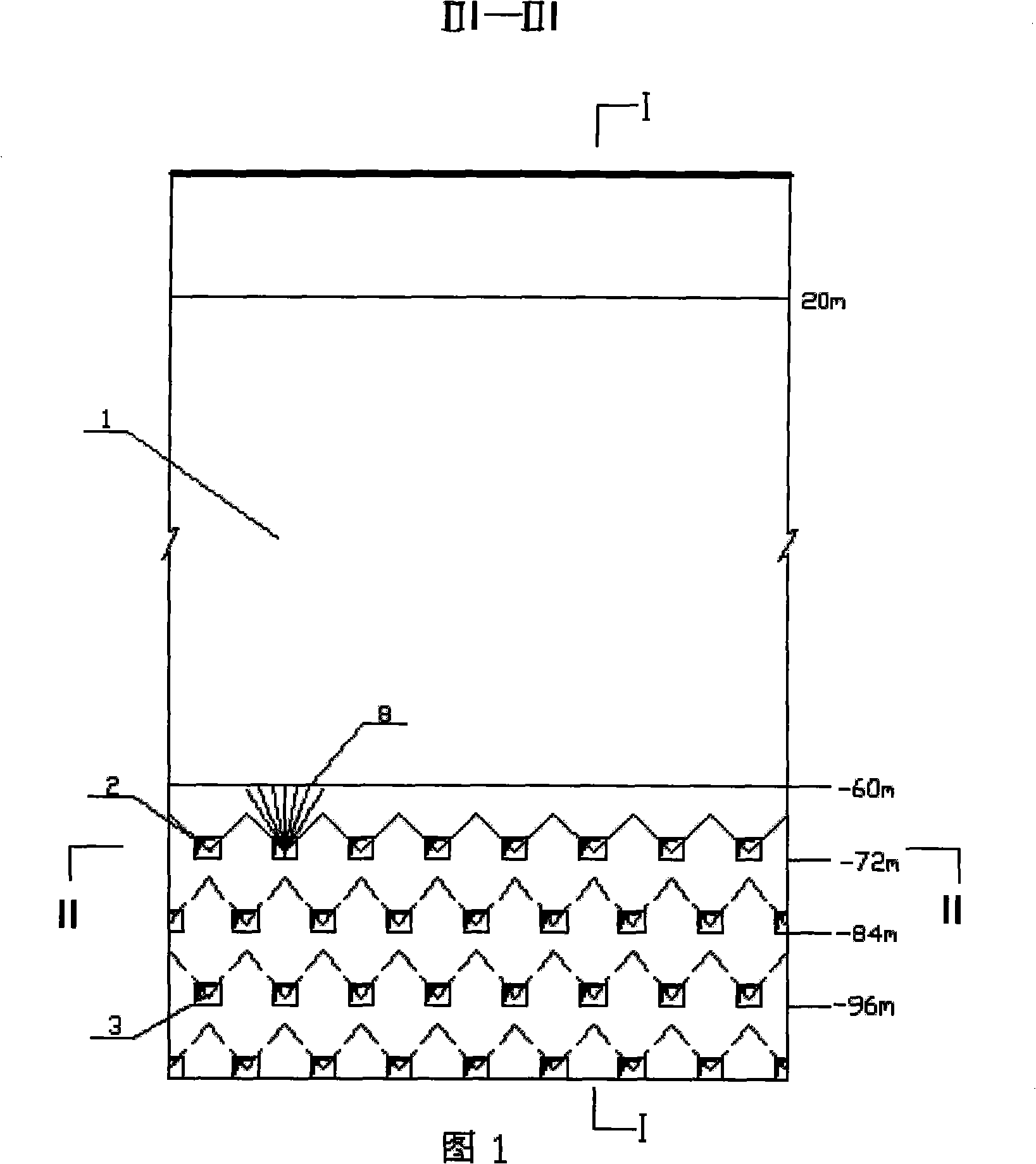 Large dead zone residual ore recovery method